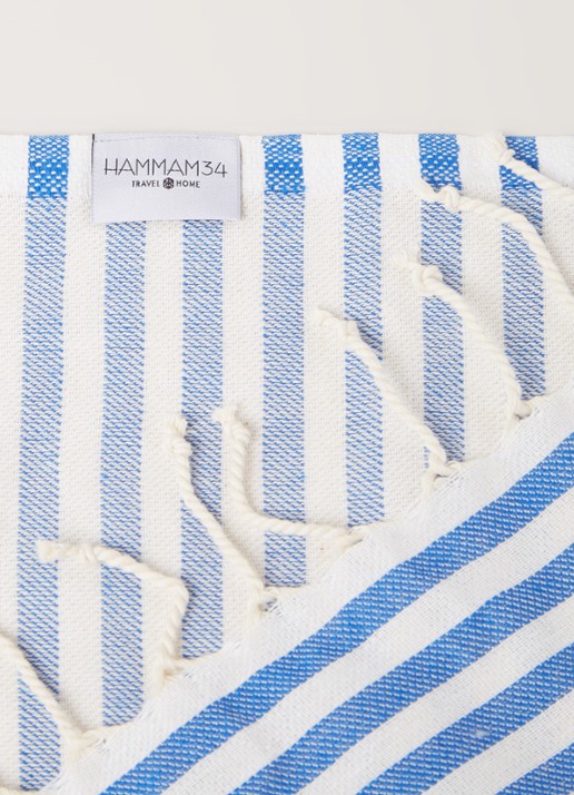 Hammam34 Succulent Love Hammam strandlaken 170 x 90 cm - detail blauw