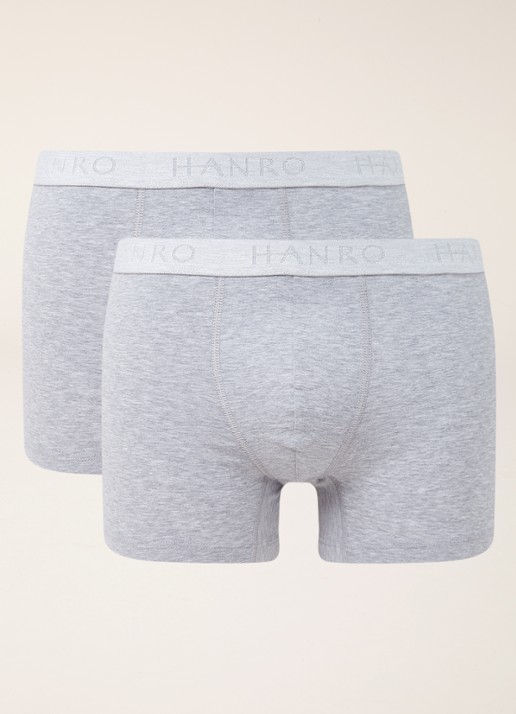 Hanro Cotton Essentials boxershorts in 2-pack - voorkant 2 grijsmele