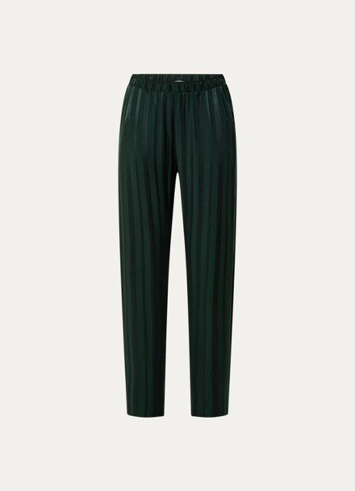 Hanro Indra pyjamabroek met streepprint - voorkant groen