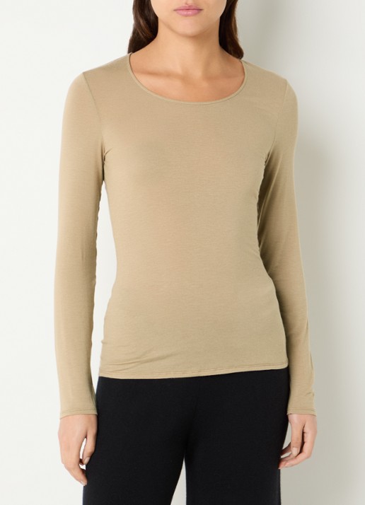 Hanro Long sleeve in wolblend met boothals