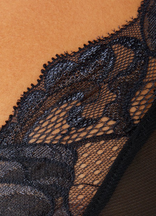 Hanro Lysia voorgevormde bralette van mesh met kant - detail 2 zwart