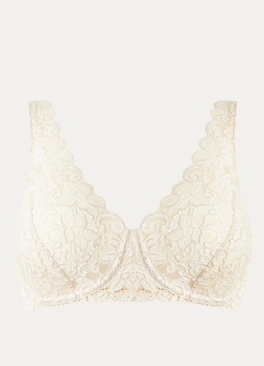 Hanro Moments bralette van kant - voorkant 2 beige