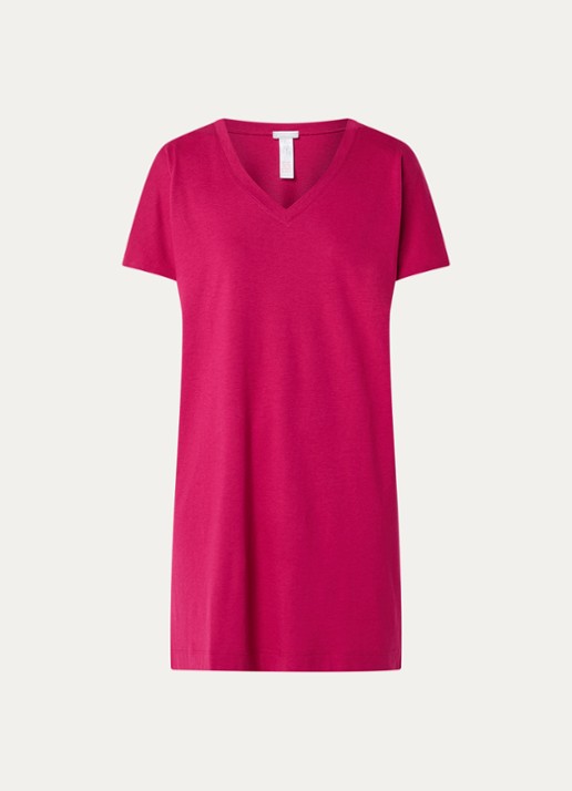 Hanro Nachthemd met V-hals - voorkant beige