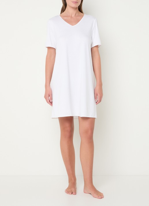 Hanro Nachthemd met V-hals - voorkant 3 wit