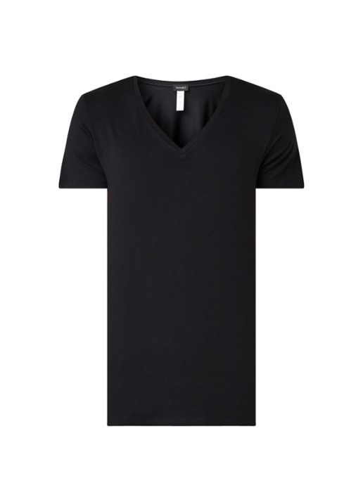 Hanro Pyjama T-shirt met V-hals - voorkant zwart