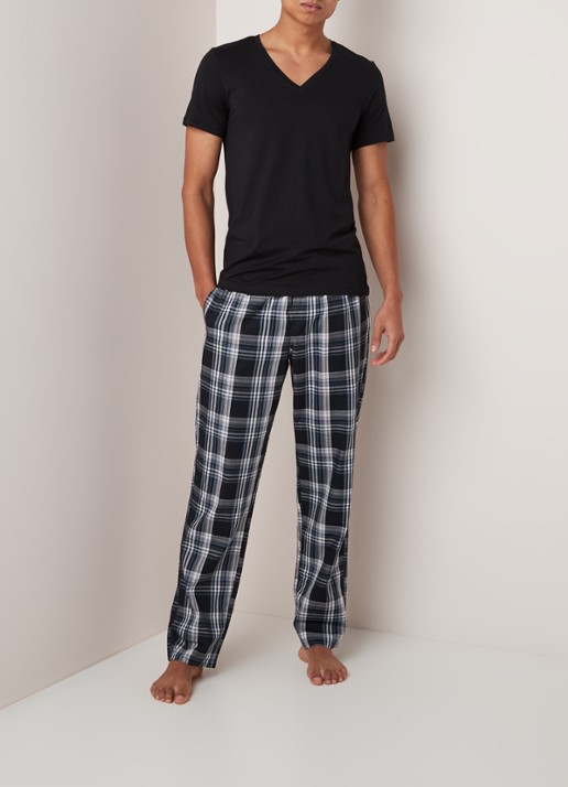 Hanro Pyjama T-shirt met V-hals - voorkant 2 zwart