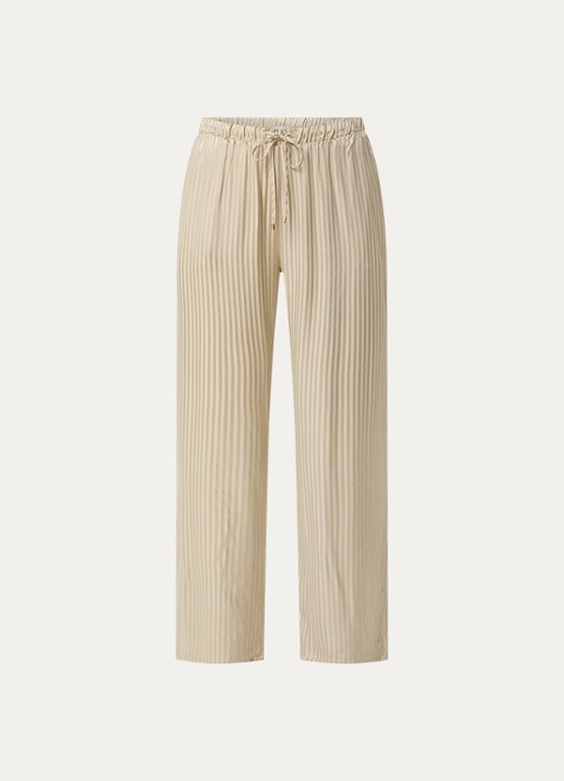 Hanro Pyjamabroek met streepprint - voorkant beige
