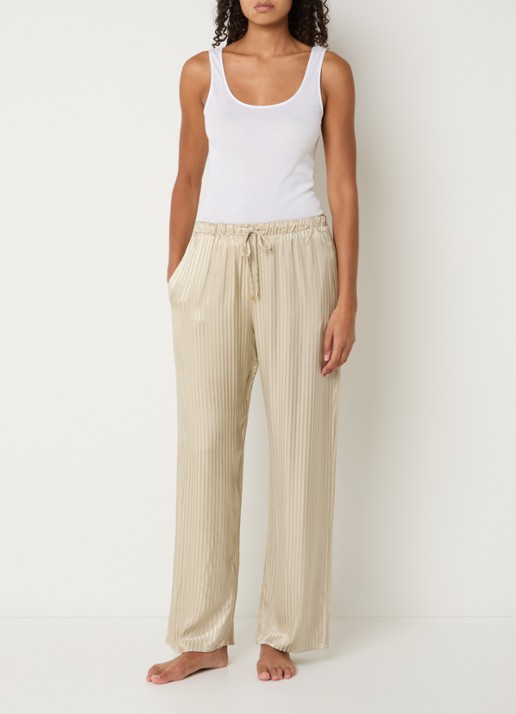 Hanro Pyjamabroek met streepprint - voorkant 2 beige