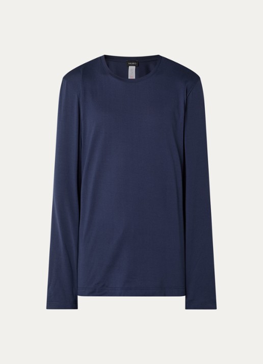Hanro Pyjamatop met logo - voorkant donkerblauw