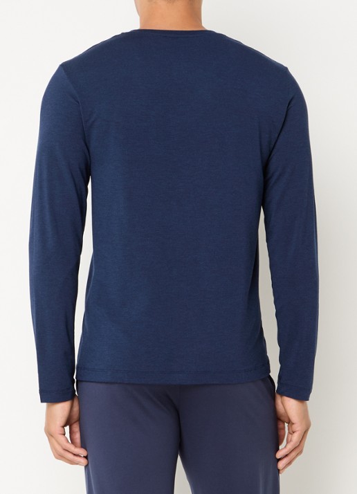 Hanro Pyjamatop met V-hals - achterkant 3 donkerblauw