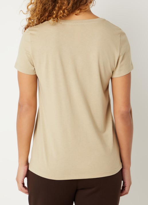 Hanro Pyjamatop met V-hals - achterkant 2 khaki