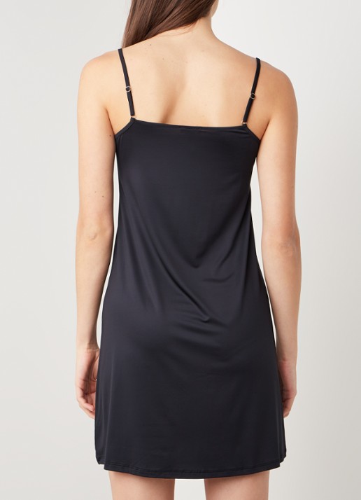 Hanro Satin Deluxe slipdress - achterkant 4 zwart