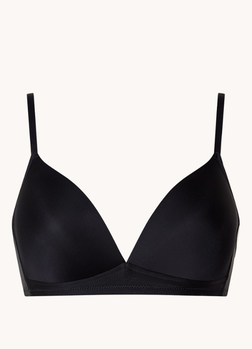 Hanro Satin Deluxe voorgevormde bh zonder beugel - voorkant 2 zwart