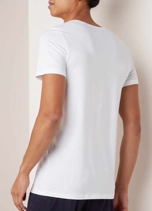 Hanro T-shirt met V-hals in uni - achterkant 4 wit