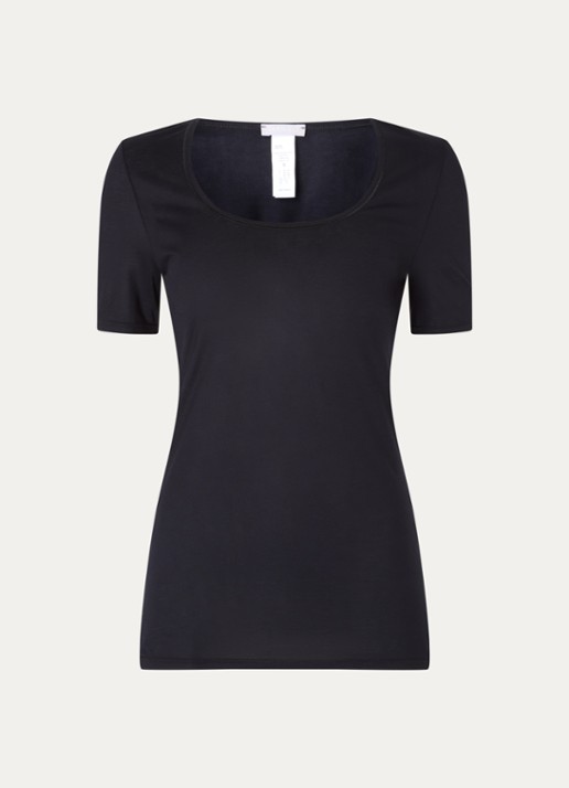Hanro Ultralight T-shirt met ronde hals - voorkant zwart