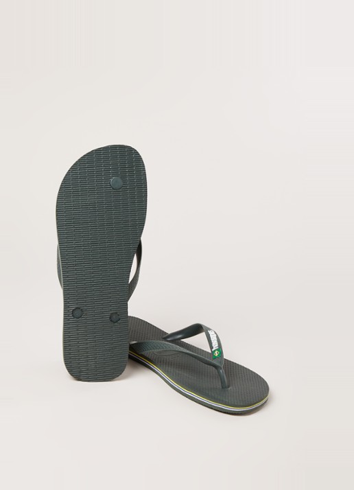 Havaianas Brasil slipper met logo - detail 2 olijfgroen
