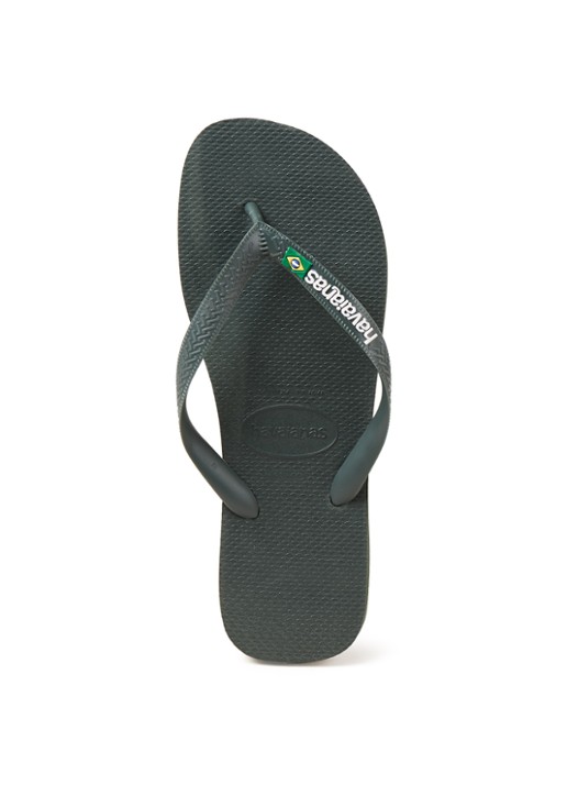 Havaianas Brasil slipper met logo - voorkant 3 olijfgroen