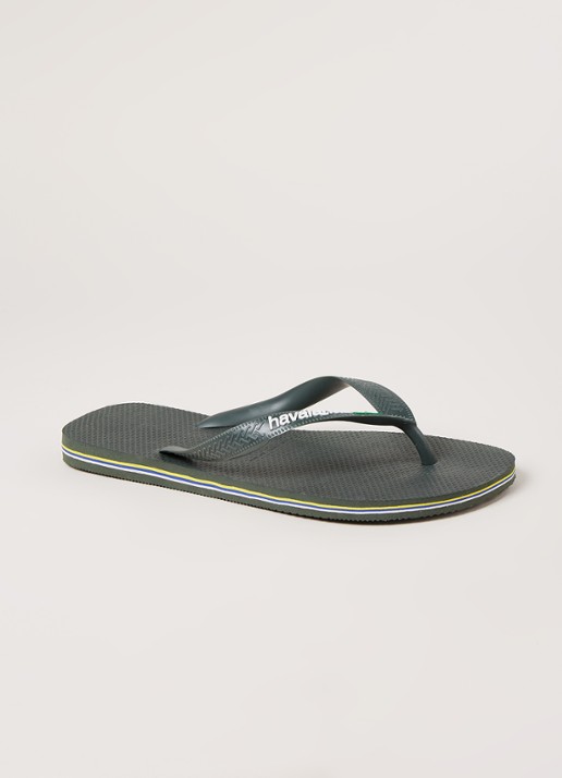 Havaianas Brasil slipper met logo - voorkant 4 olijfgroen