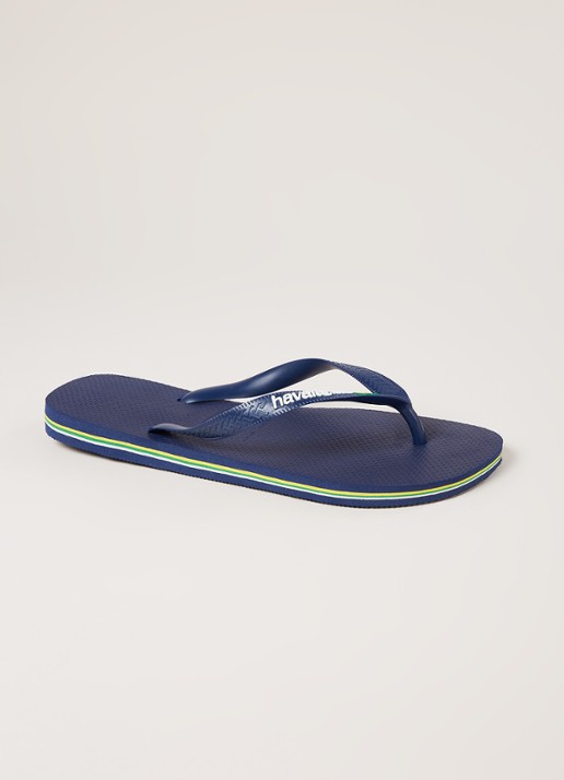 Havaianas Brasil slipper met logo - voorkant 4 donkerblauw