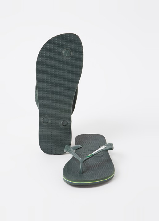 Havaianas Brasil slipper met logo - detail bronsgroen