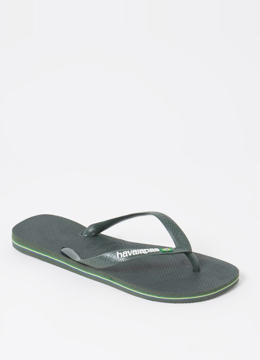 Havaianas Brasil slipper met logo - voorkant 4 bronsgroen
