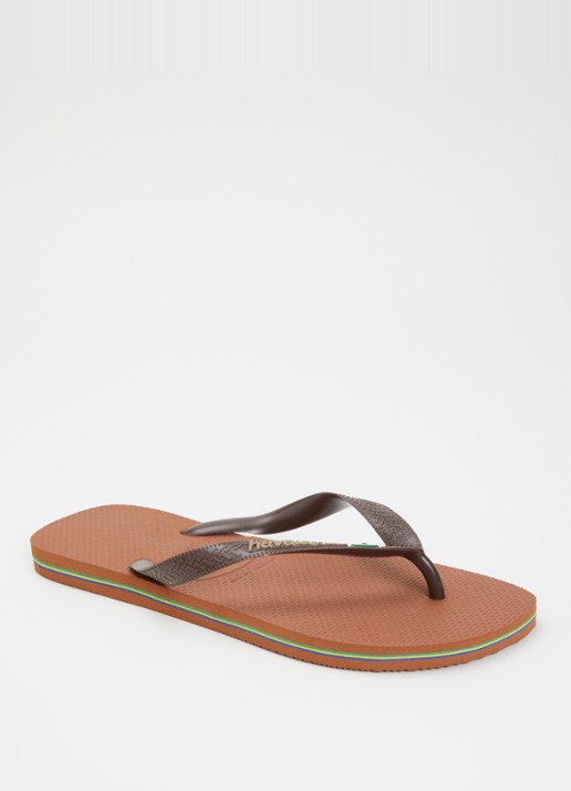 Havaianas Brasil slipper met logo - voorkant 4 roestbruin
