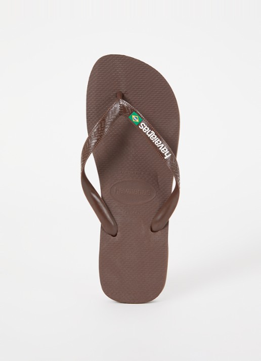 Havaianas Brasil slipper met logo - voorkant donkerbruin