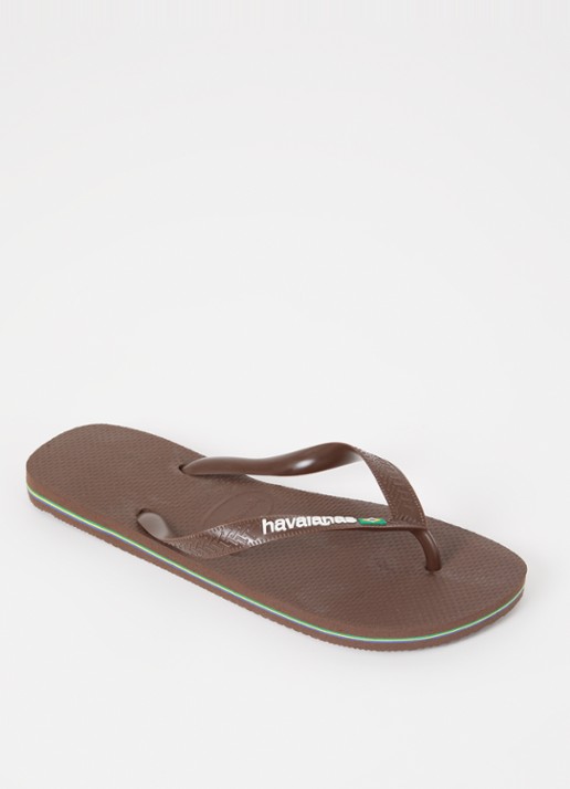 Havaianas Brasil slipper met logo - voorkant 2 donkerbruin