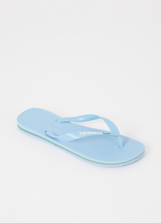 Havaianas Brasil slipper met logo - voorkant 2 lichtblauw