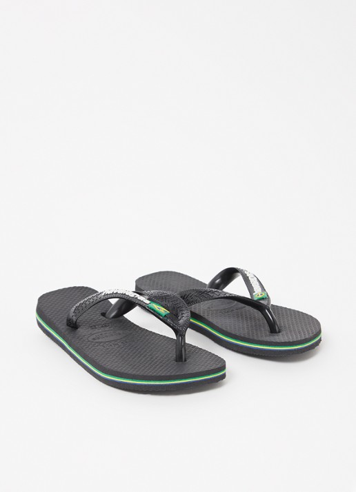 Havaianas Brasil slipper met logo - voorkant 2 zwart