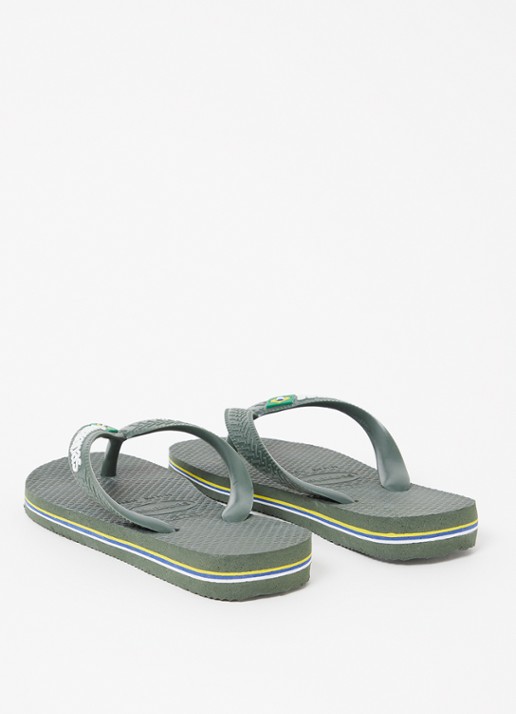 Havaianas Brasil slipper met logo - achterkant 4 olijfgroen