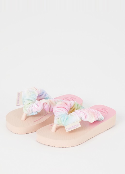 Havaianas Fluffy slippers van fluweel met print - voorkant 4 roze