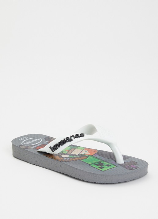 Havaianas Minecraft slipper met logo  - voorkant 2 grijs