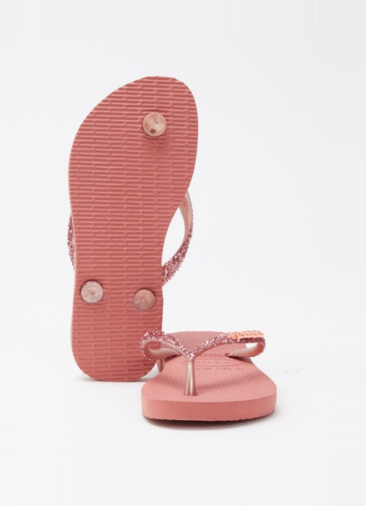 Havaianas Slim Glitter II slipper met glitter - detail 4 koraalrood