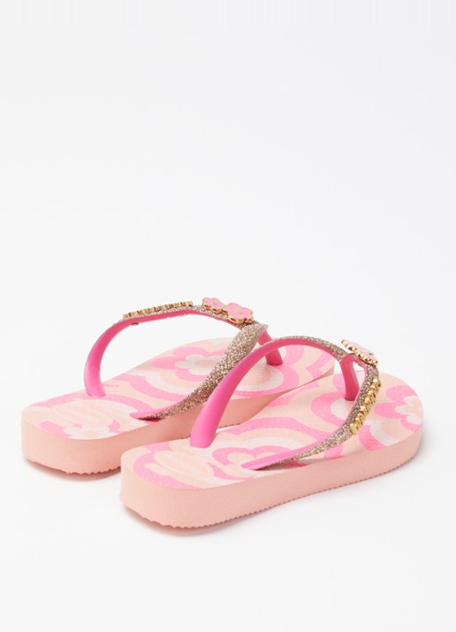 Havaianas Slim Glitter II slipper met glitter - achterkant zalmroze