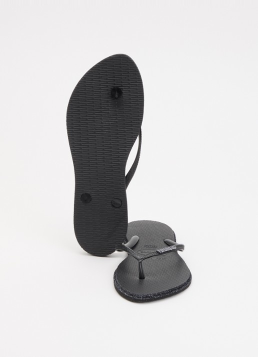 Havaianas Slim Point Glitter slipper met glitter en logo - detail 4 zwart
