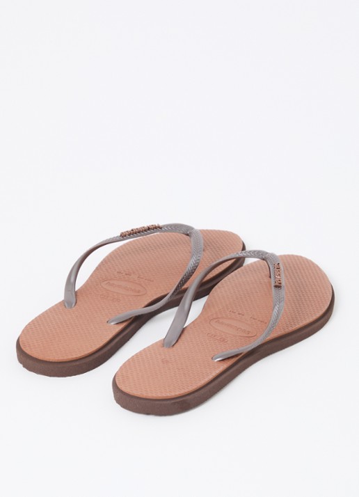 Havaianas Slim Point slipper met logo - achterkant 4 donkerbruin