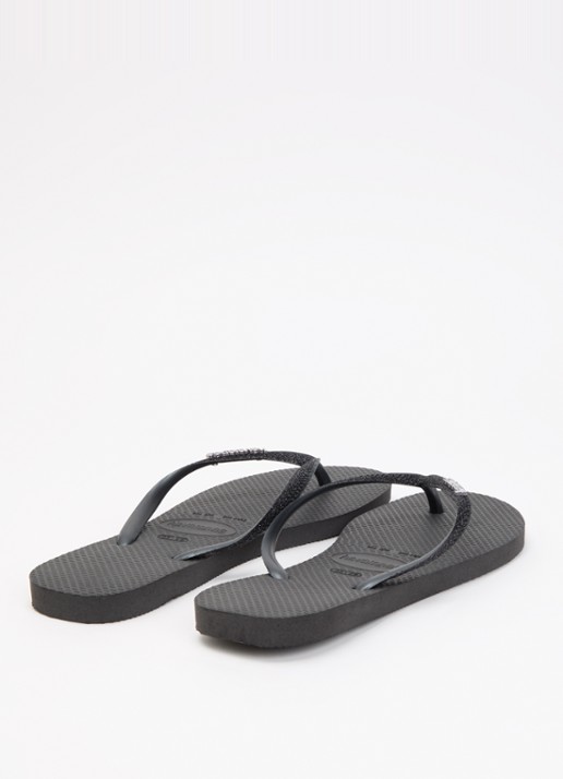 Havaianas Slim slipper met glitter - achterkant 3 zwart