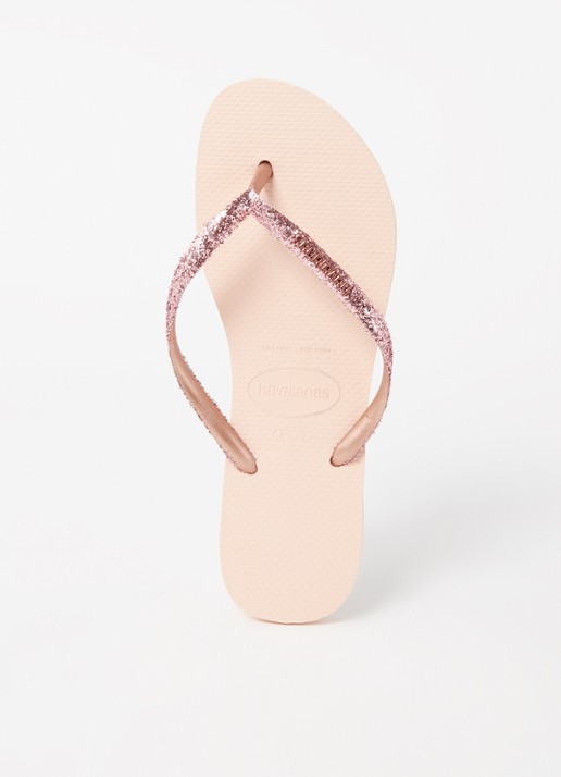 Havaianas Slim slipper met glitter - voorkant lichtroze