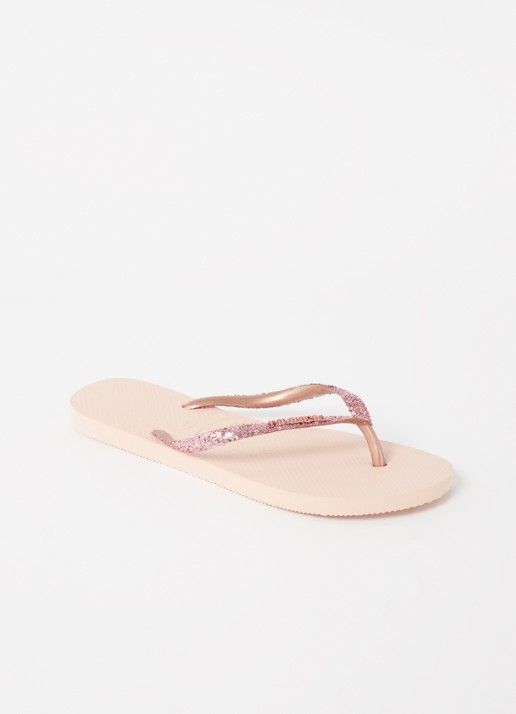 Havaianas Slim slipper met glitter - voorkant 2 lichtroze