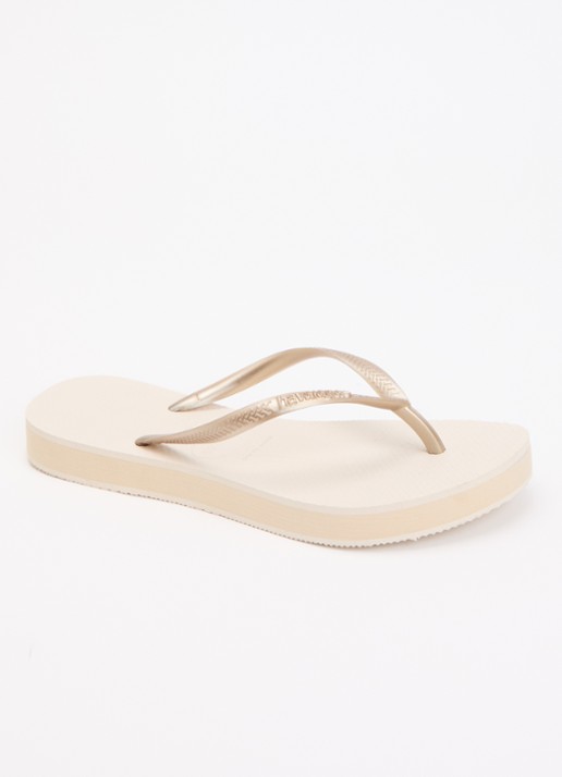 Havaianas Slim slipper met logo - voorkant 4 beige