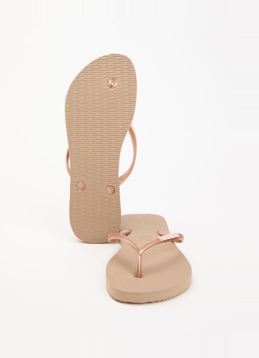 Havaianas Slim slipper met logo - detail roségoud