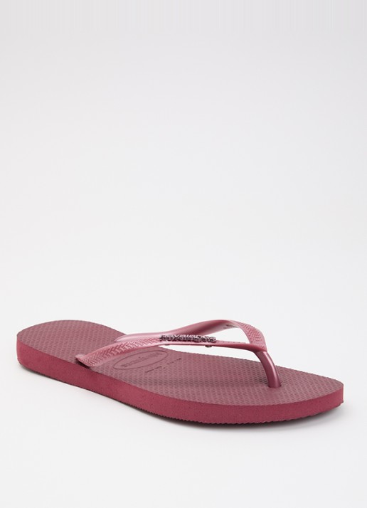 Havaianas Slim slipper met logo - voorkant 3 donkerroze