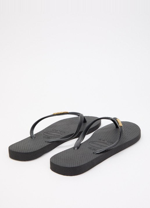 Havaianas Slim slipper met logo - achterkant 4 zwart