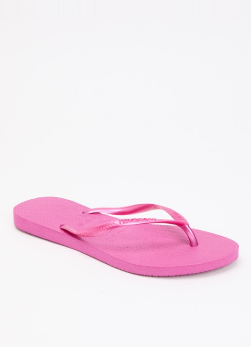 Havaianas Slim slipper met logo - voorkant 2 roze