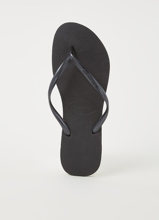 Havaianas Slim slipper met logo - voorkant 3 antraciet