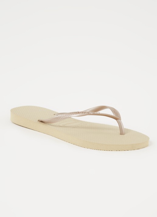 Havaianas Slim slipper met logo - voorkant 4 zand