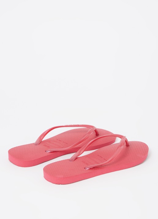 Havaianas Slim slipper met logo - achterkant donkerroze