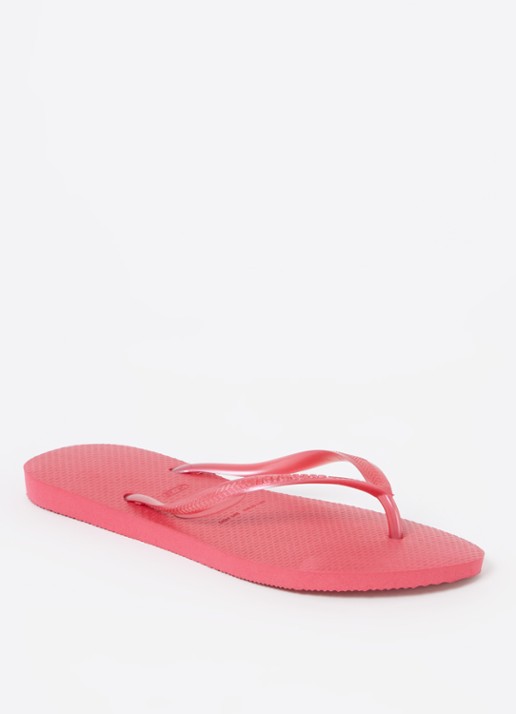 Havaianas Slim slipper met logo - voorkant 3 donkerroze