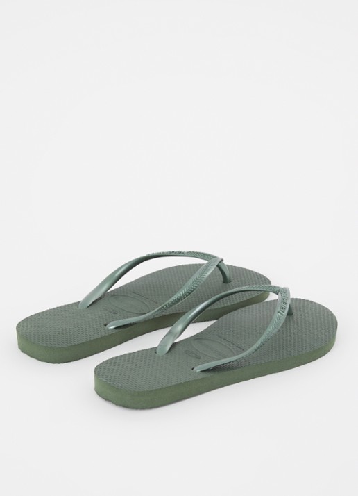 Havaianas Slim slipper met logo - achterkant olijfgroen